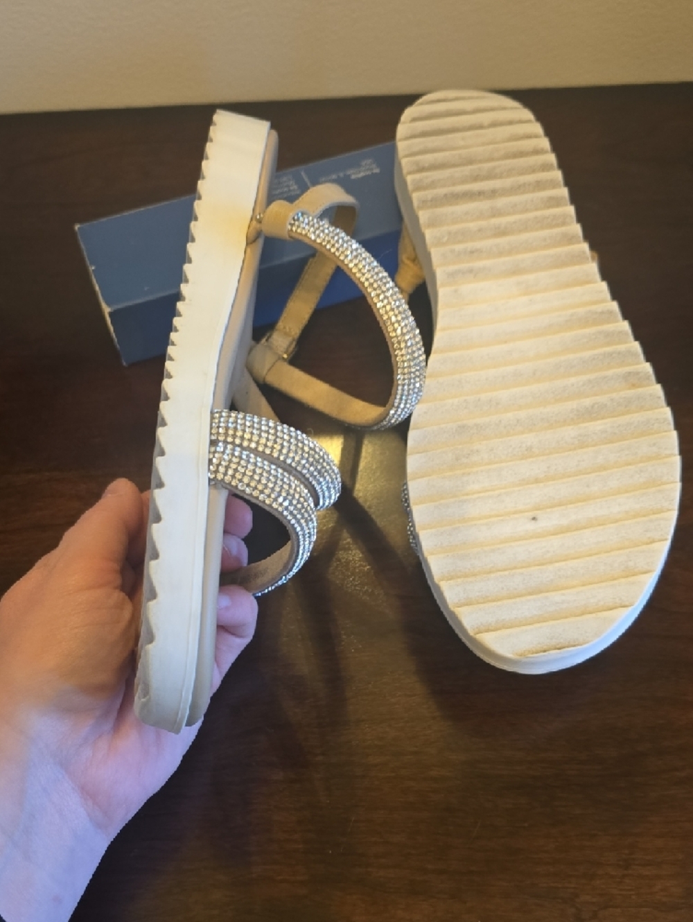 Gianni Bini Champagne Rhinestone Strappy Sandals - Picture 5 of 12